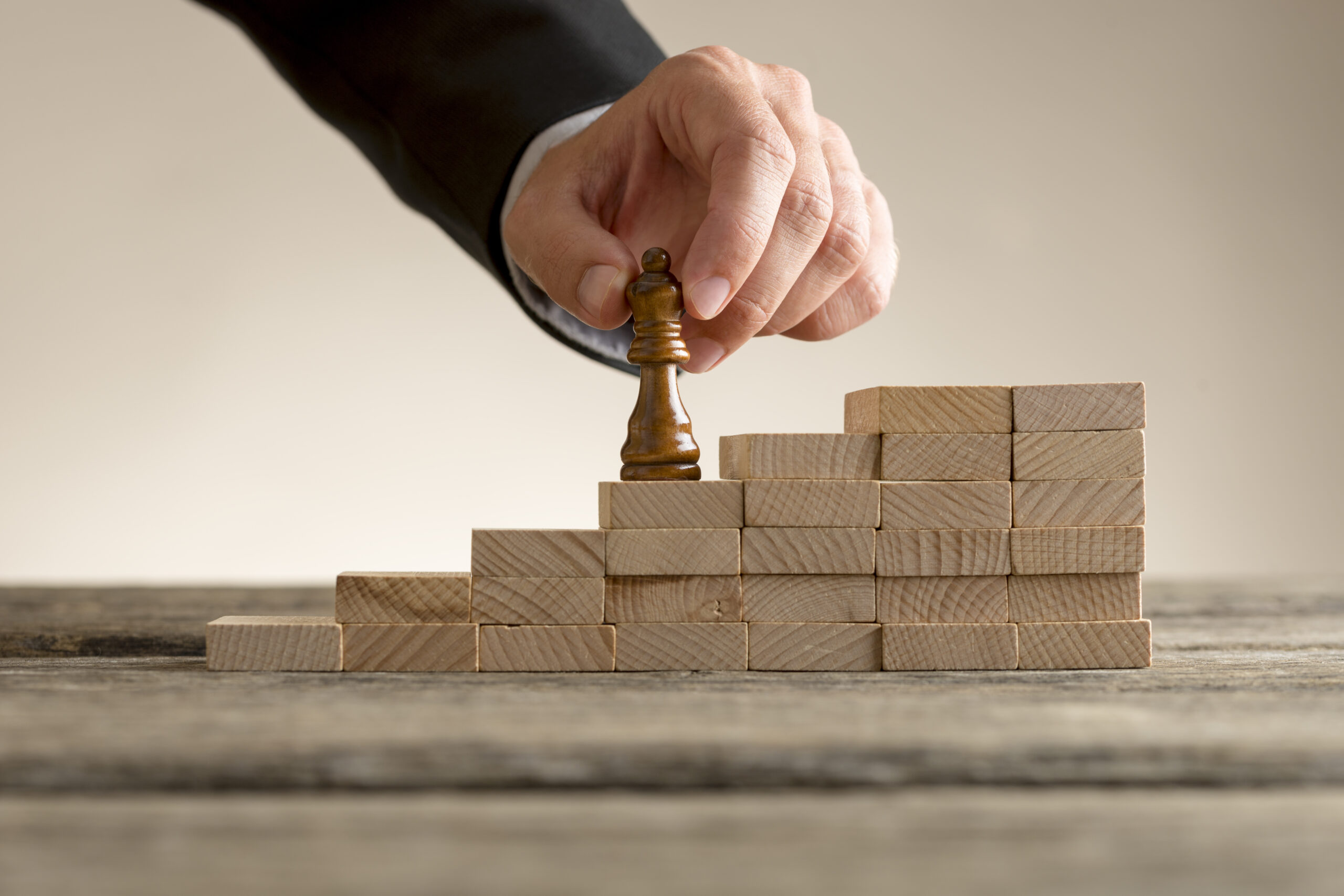 Chess piece ascending steps